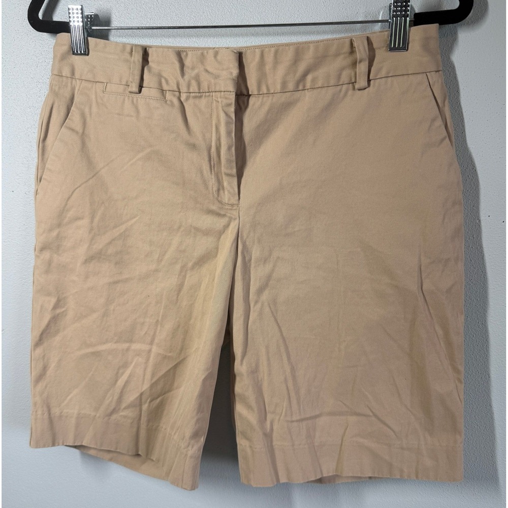 Talbots Womens Shorts 6 Petite Tan Chino Bermuda Stretch Casual Classic Preppy